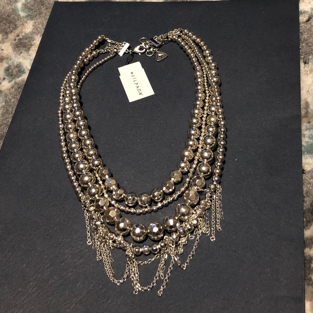 Silpada multi strand silver plated necklace.
